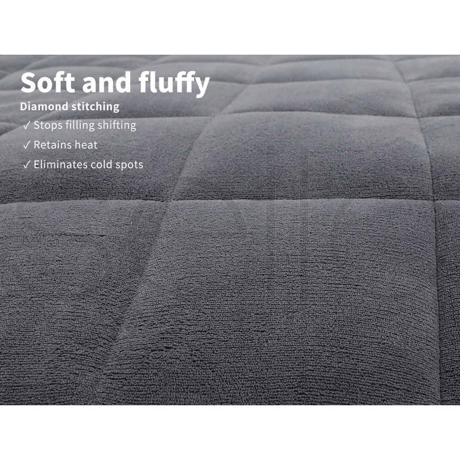 500GSM DreamZ Velvet Quilt Doona Blanket King Size - Grey