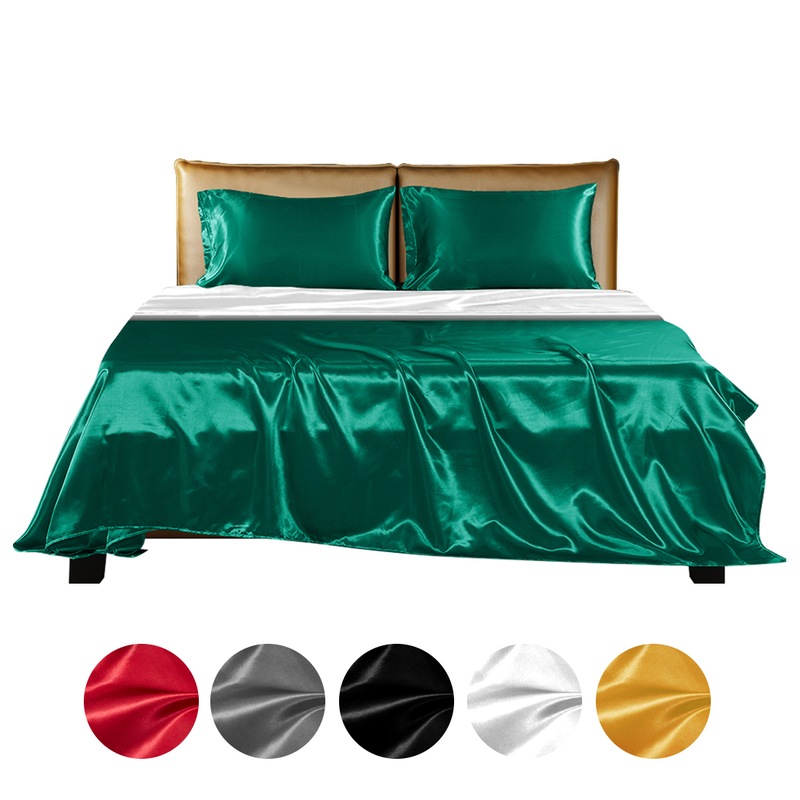 Buy DreamZ Silky Satin Sheets Fitted Flat Bed Sheet Set Pillowcases
