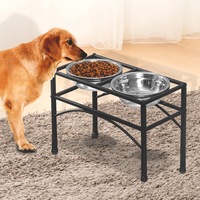 Pawz Dual Elevated Pet Dog Puppy Feeder Bowls Stainless Steel Food Water Stand