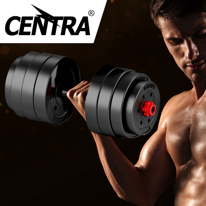 Centra Dumbbells Barbell Set 40KG Adjustable Weight Plates Home Gym Exercise Fitness World Wide