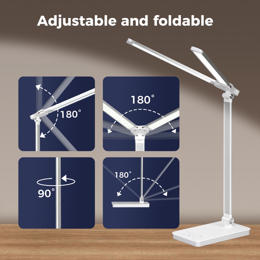 Emitto Desk Study Lamp LED Bedside Table Reading Light Foldable Dimmable USB