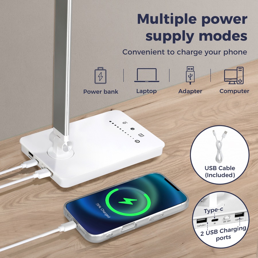 Emitto Desk Study Lamp LED Bedside Table Reading Light Foldable Dimmable USB