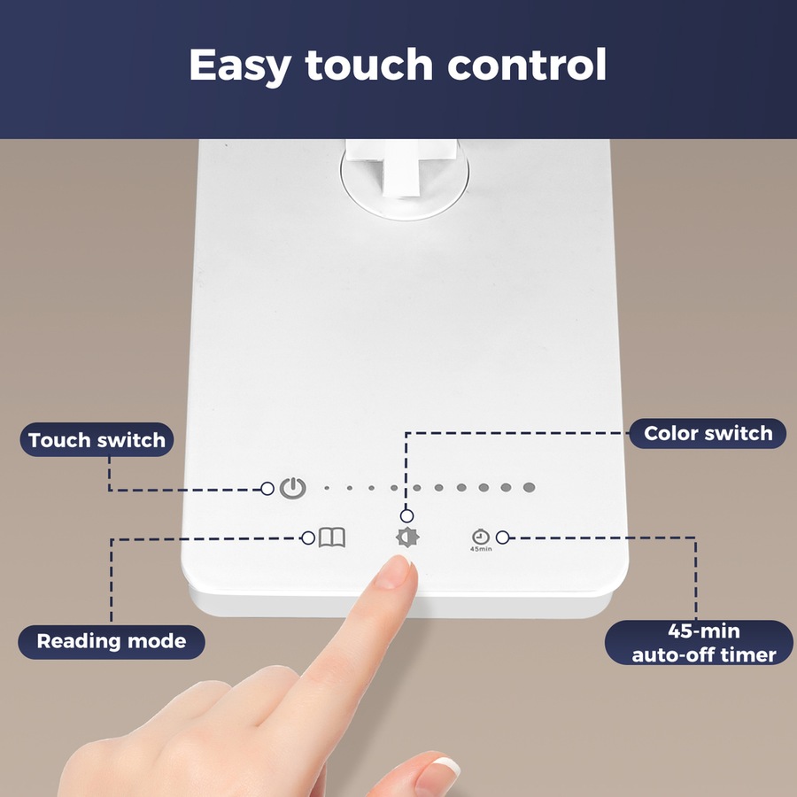 Emitto Desk Study Lamp LED Bedside Table Reading Light Foldable Dimmable USB