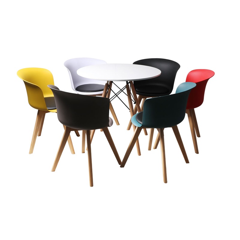 Buy Dining Table Chairs Set Round Café Kitchen Office Meeting Wooden