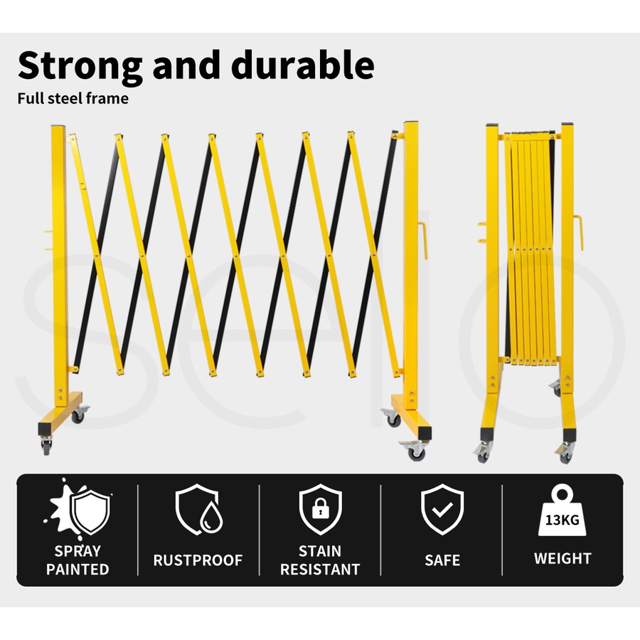Traderight Extendable Garden Gate Mobile Security Retractable Fence Metal Barrier Pet 11ft