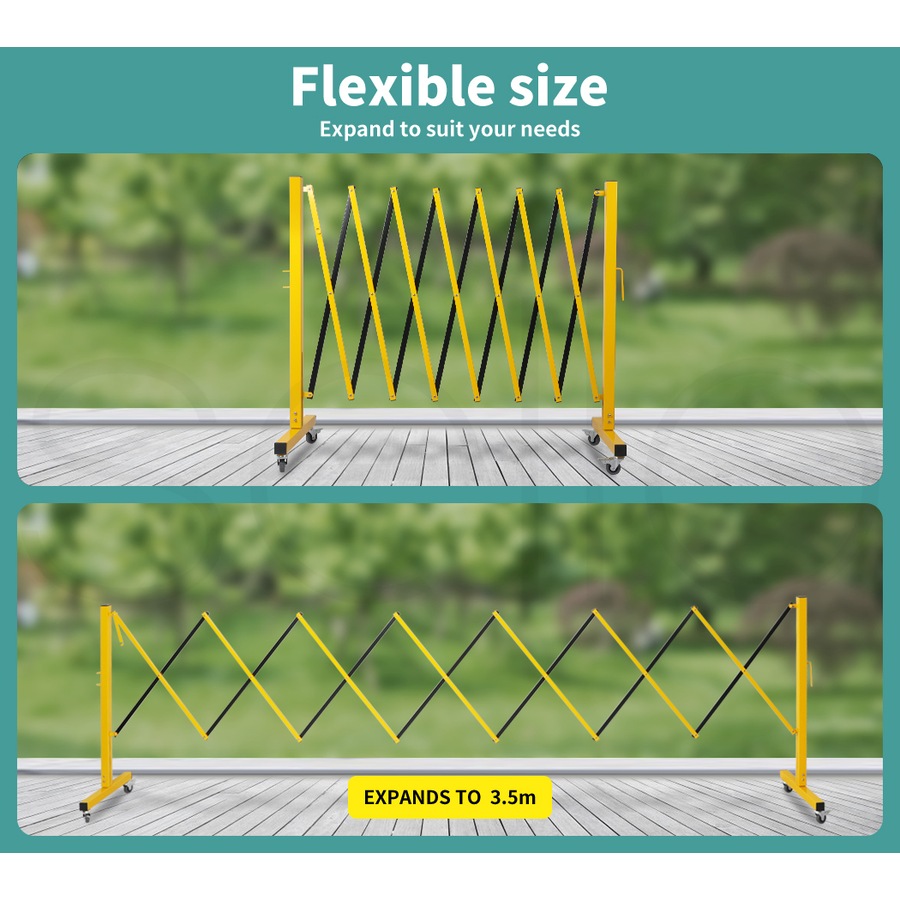 Traderight Extendable Garden Gate Mobile Security Retractable Fence Metal Barrier Pet 11ft