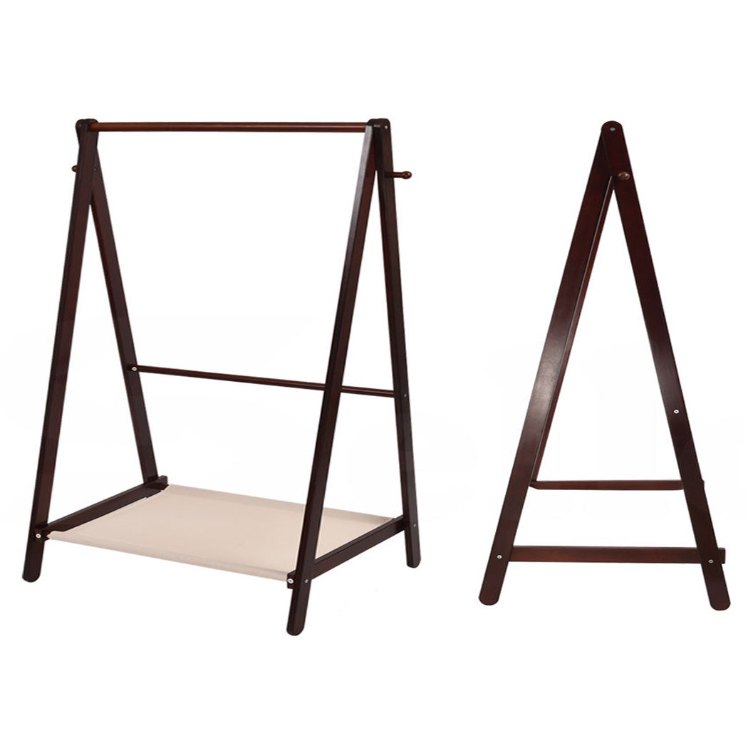 Levede Foldable Pine Wood Clothes Rack Brown