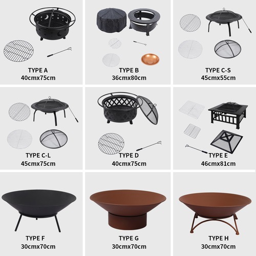 Fire Pit Granito Stone Base 40x15cm W/ Round Black Iron Bowl 59x12cm MyDeal