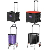 Traderight Foldable Shopping Cart Trolley Basket Rolling Folding Grocery Luggage Portable