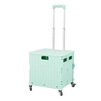 Traderight Folding Shopping Trolley Cart Portable Rolling Grocery Basket Wheel Green