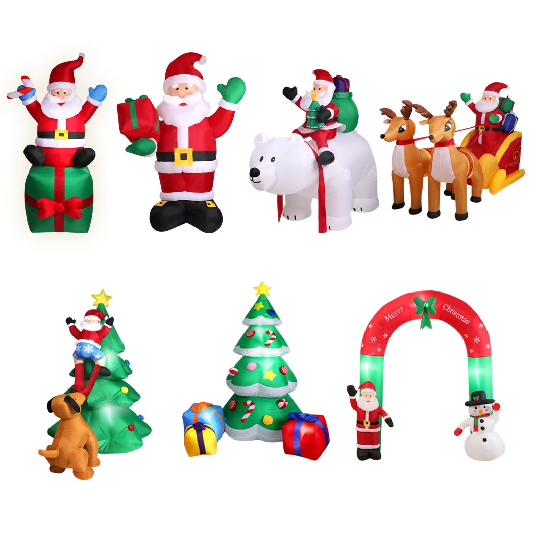 Santaco Christmas Inflatable Decorations Outdoor Santa Tree Claux Xmas Lights