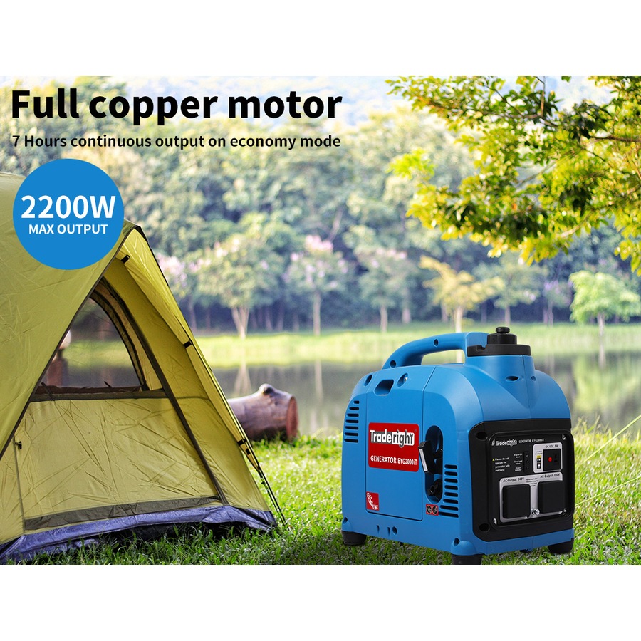 Traderight Inverter Generator Portable 2.2KW Max 2KW Rated Pure Sine RV Camping