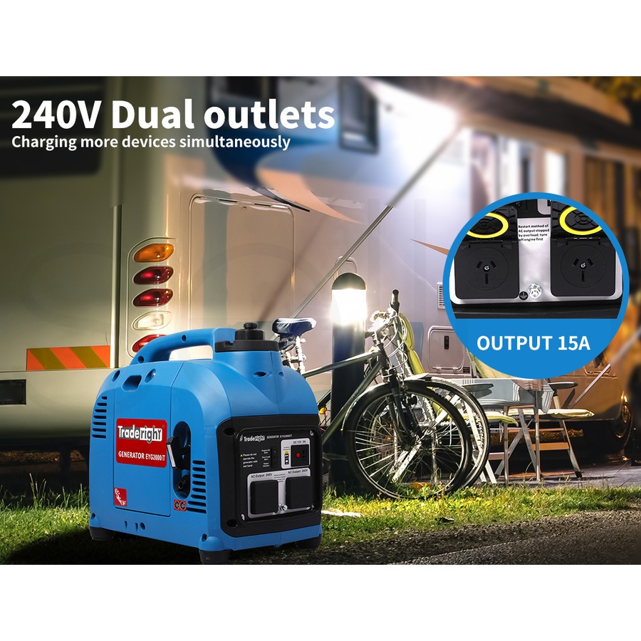 Traderight Inverter Generator Portable 2.2KW Max 2KW Rated Pure Sine RV Camping