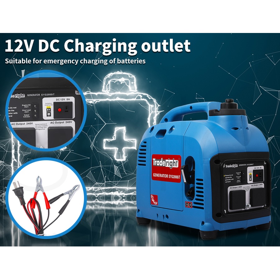 Traderight Inverter Generator Portable 2.2KW Max 2KW Rated Pure Sine RV Camping