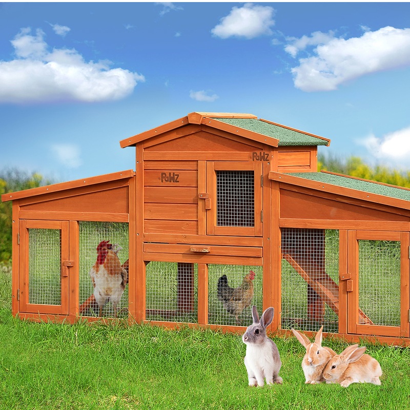 Pawz Wooden Dule Use Outdoor Rabbit Hutch Chicken Coop Hen Chook House RunRun MyDeal