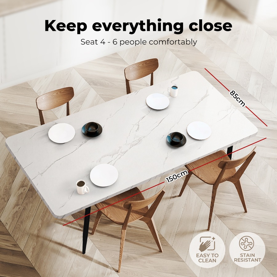 Levede Marble Dining Table 150CM White