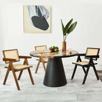 Levede Wicker Dining Chair Rattan Rubberwood - Natural, Black, Walnut