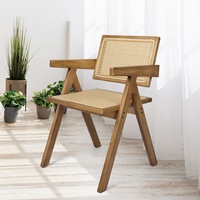 Levede a set of 2 Wicker Dining Chair Rattan Weave Rubberwood - Natural