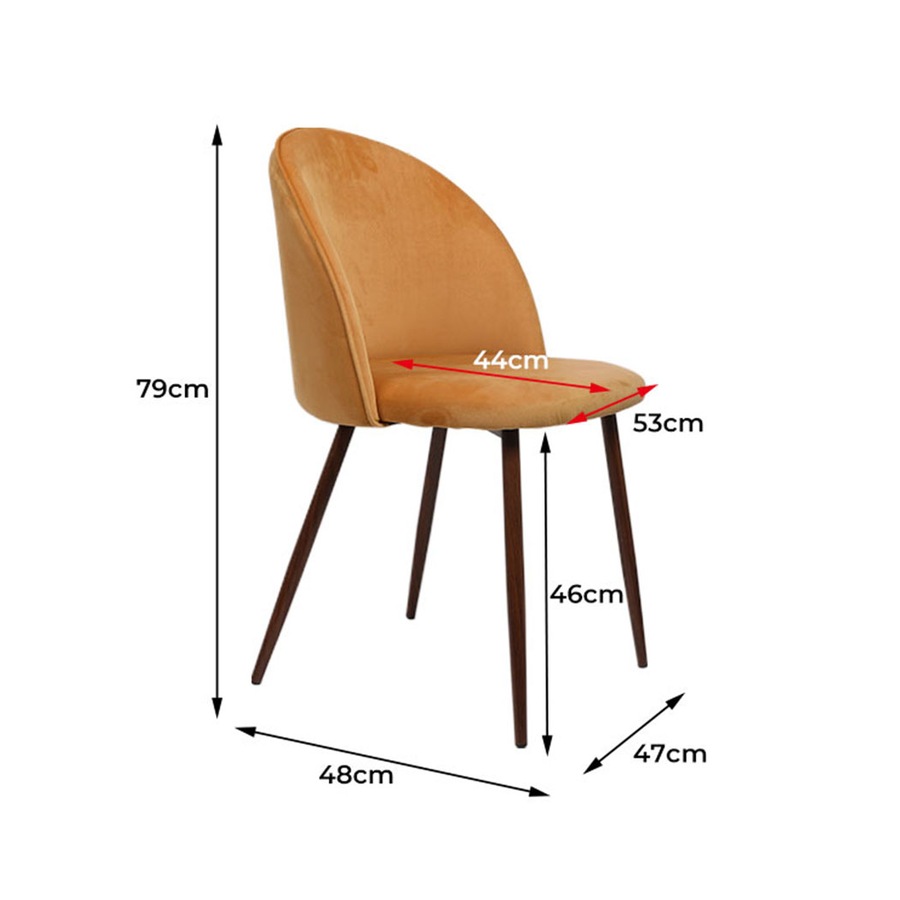 1 Set of 2 Levede Dining Chairs - Mustard