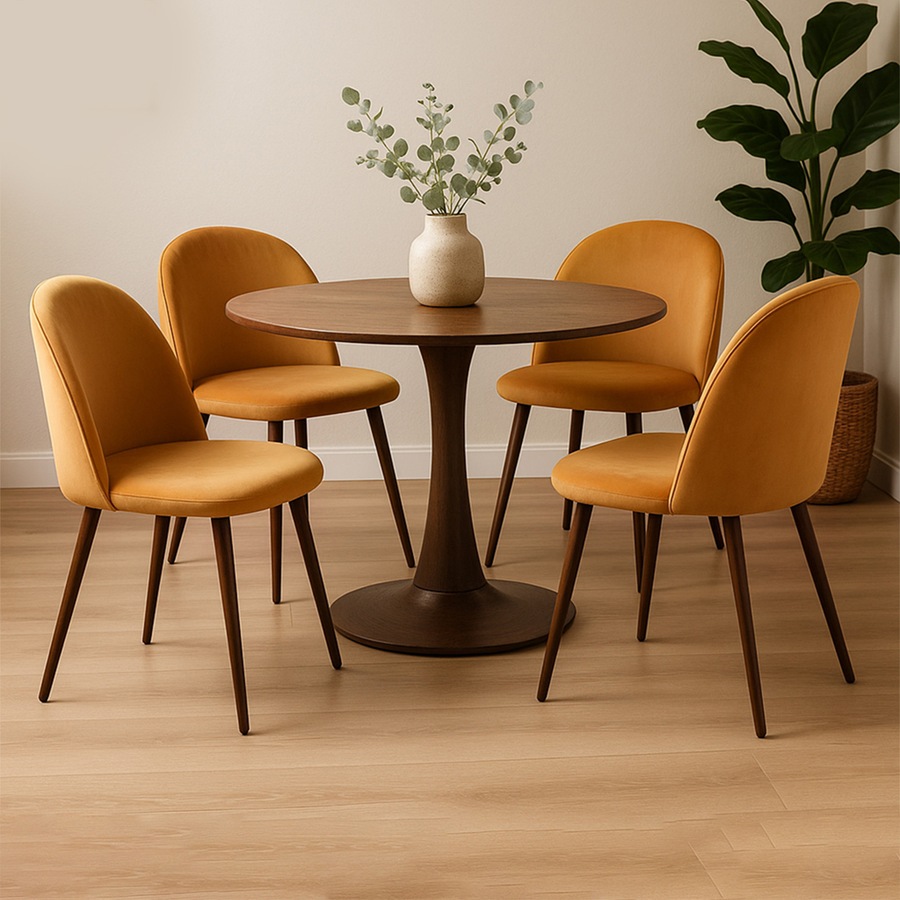 1 Set of 4 Levede Dining Chairs - Mustard