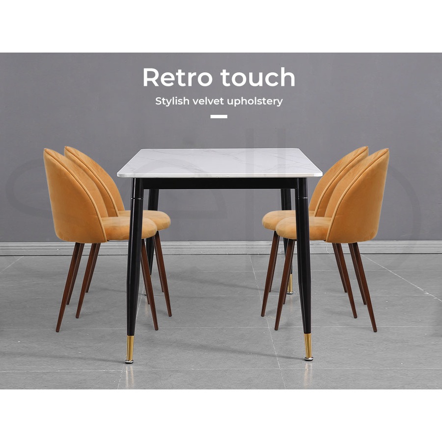 1 Set of 4 Levede Dining Chairs - Mustard