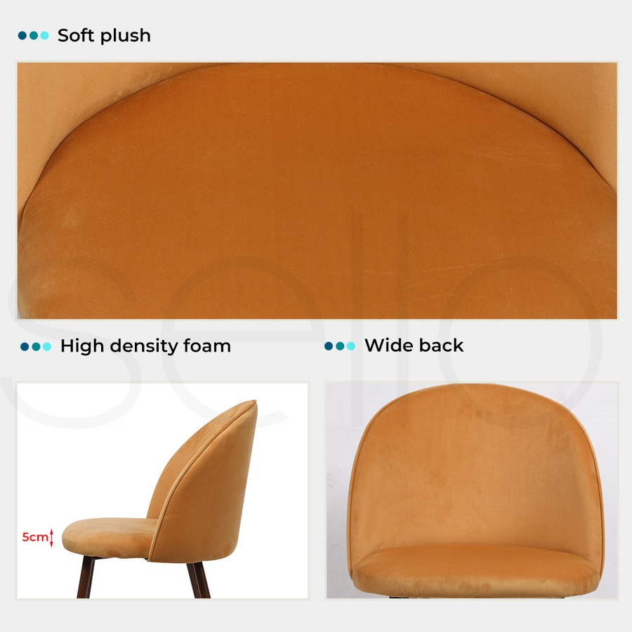 1 Set of 4 Levede Dining Chairs - Mustard