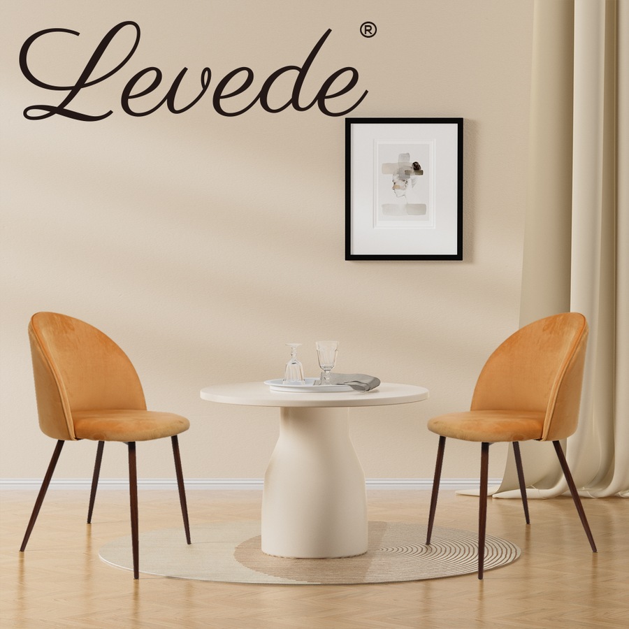1 Set of 4 Levede Dining Chairs - Mustard