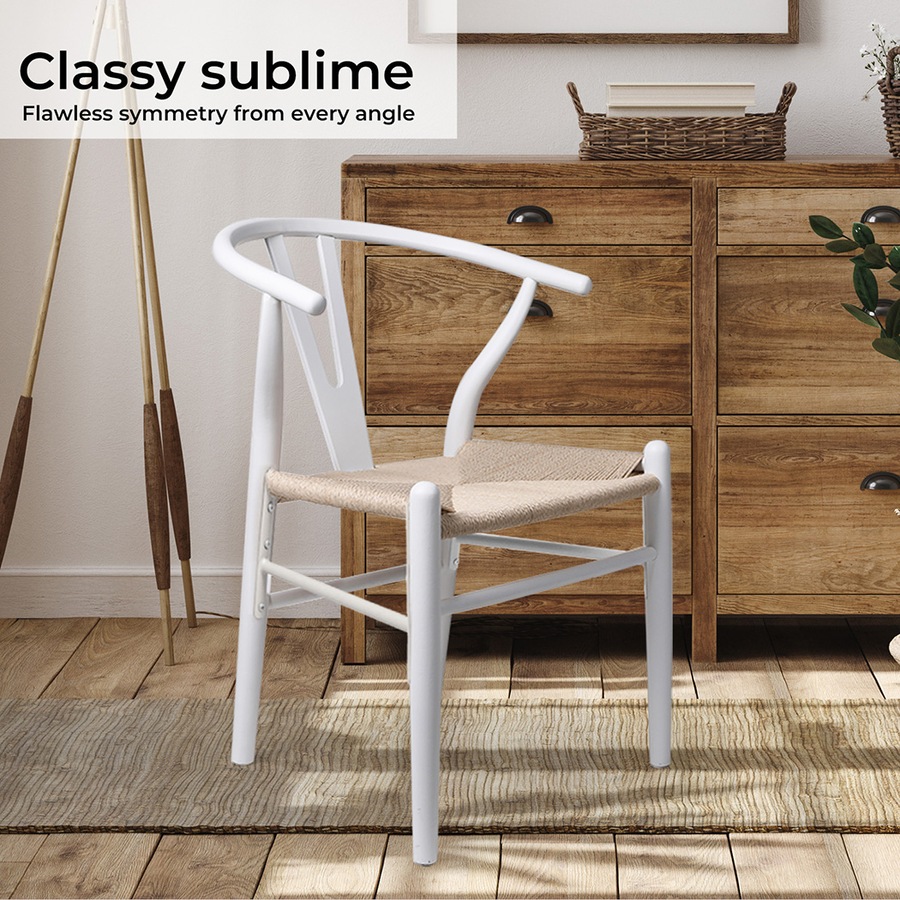 1 Set of 4 Levede Hans Wegner Wishbone Dining Chairs - White