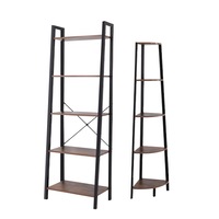 Levede Bookshelf Industrial Ladder Shelf Wooden Storage Display Rack 5 Tier