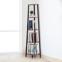 Levede 5 Tier Corner Shelf Industrial Ladder Shelf Wooden Storage Display Rack