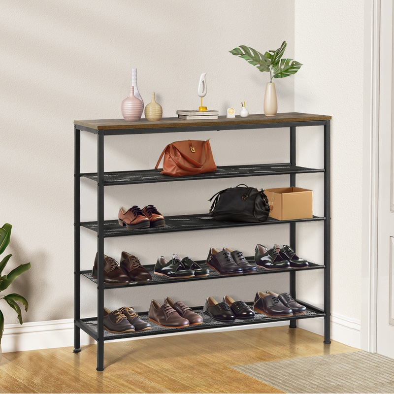 Buy Levede 5Tier Shoe Rack Console Table Storage Organisers Industrial Steel 100cm MyDeal