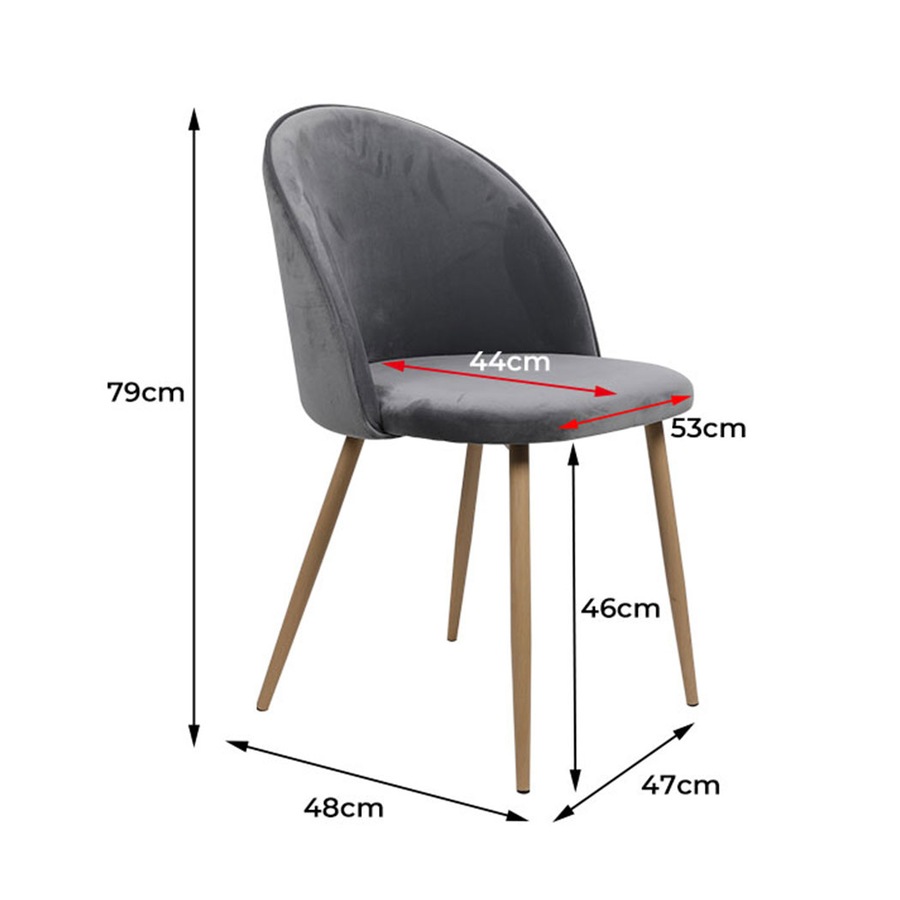 1 Set of 6 Levede Velvet Dining Chairs - Grey