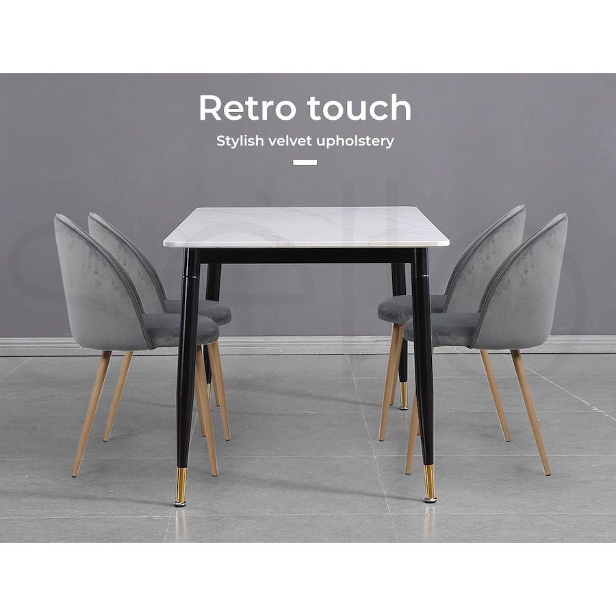 1 Set of 6 Levede Velvet Dining Chairs - Grey