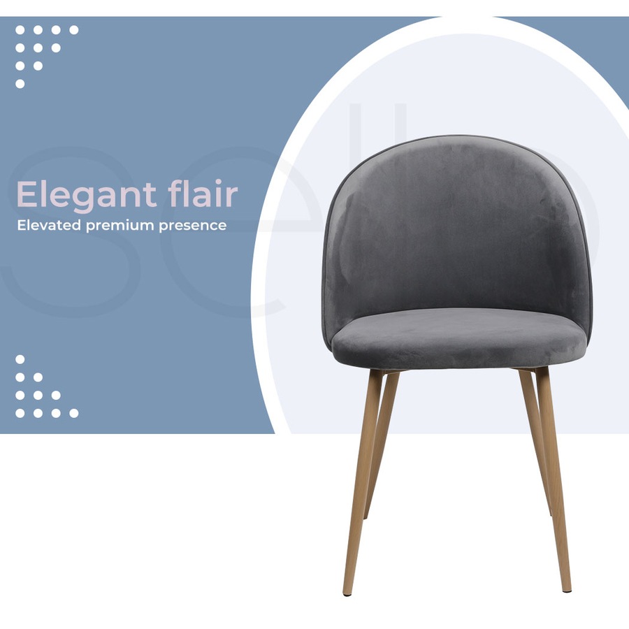 1 Set of 6 Levede Velvet Dining Chairs - Grey