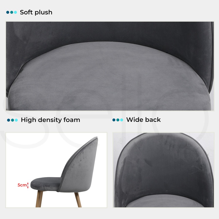 1 Set of 6 Levede Velvet Dining Chairs - Grey