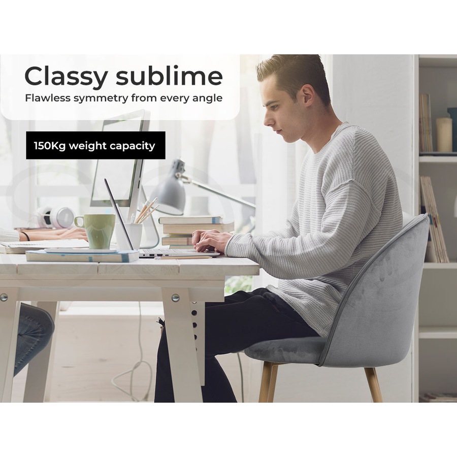 1 Set of 6 Levede Velvet Dining Chairs - Grey