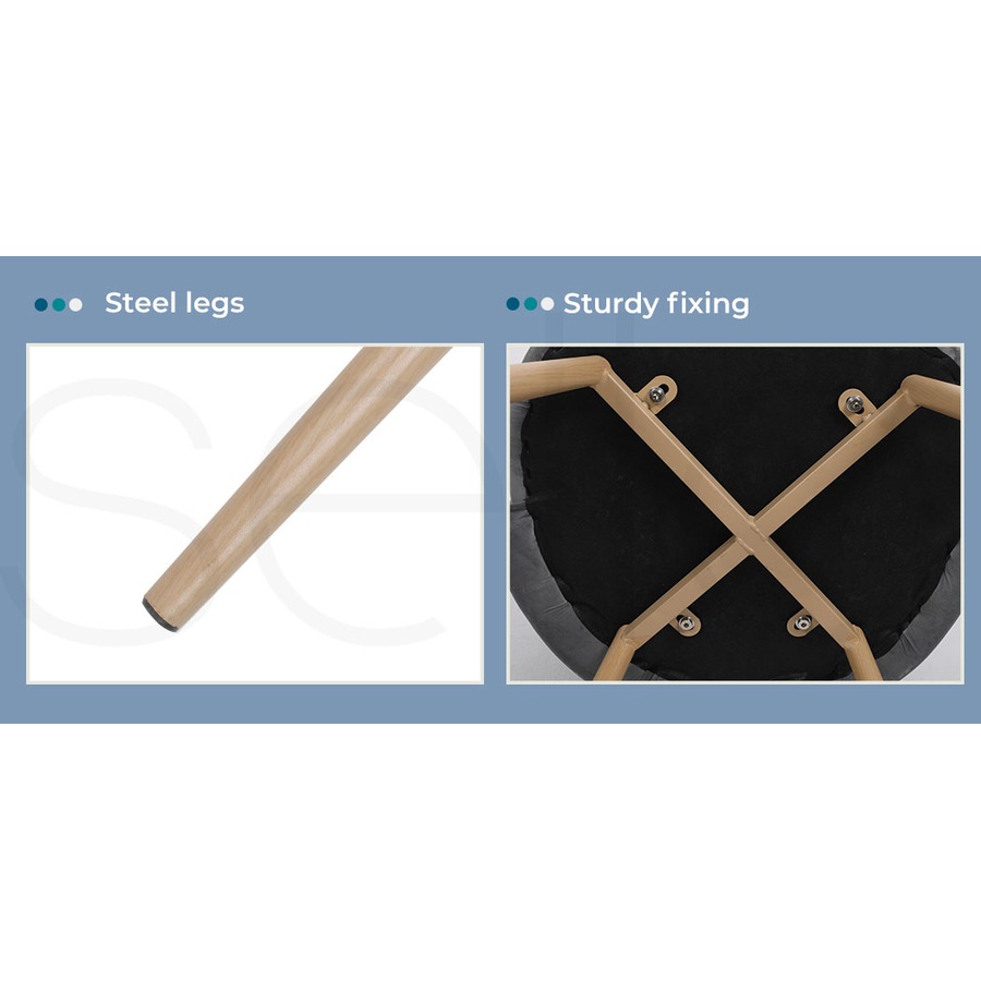 1 Set of 6 Levede Velvet Dining Chairs - Grey