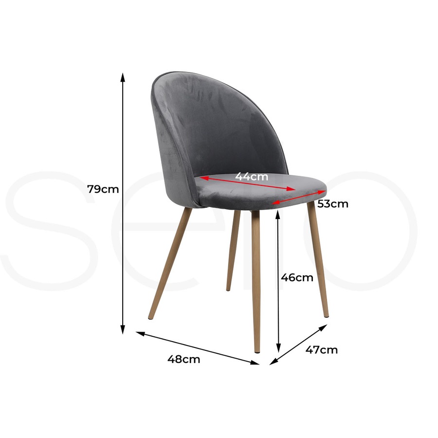 1 Set of 6 Levede Velvet Dining Chairs - Grey