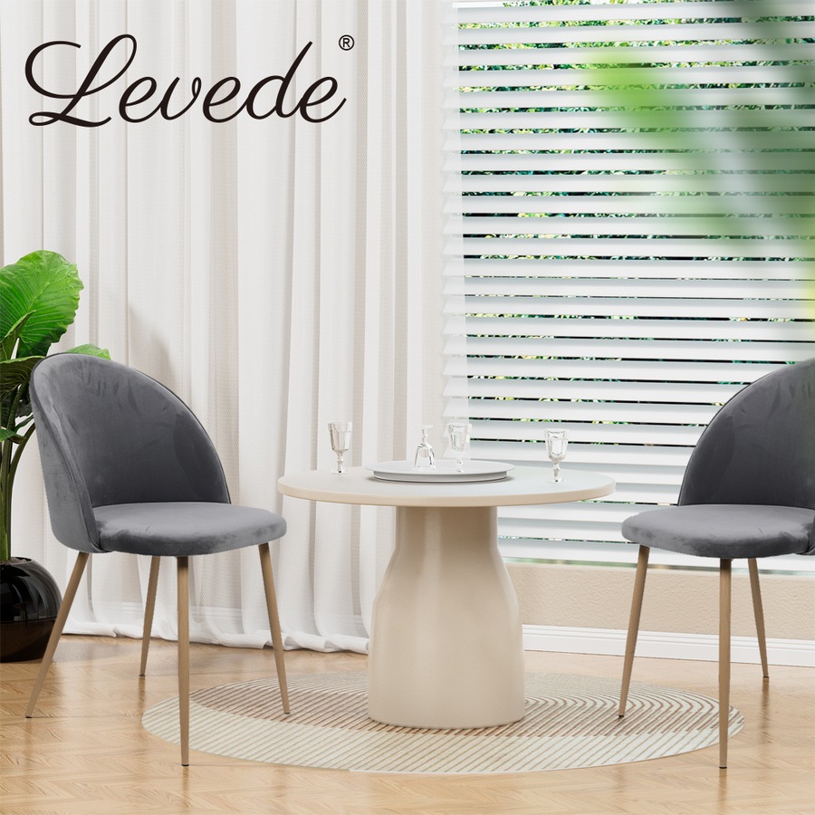 1 Set of 6 Levede Velvet Dining Chairs - Grey