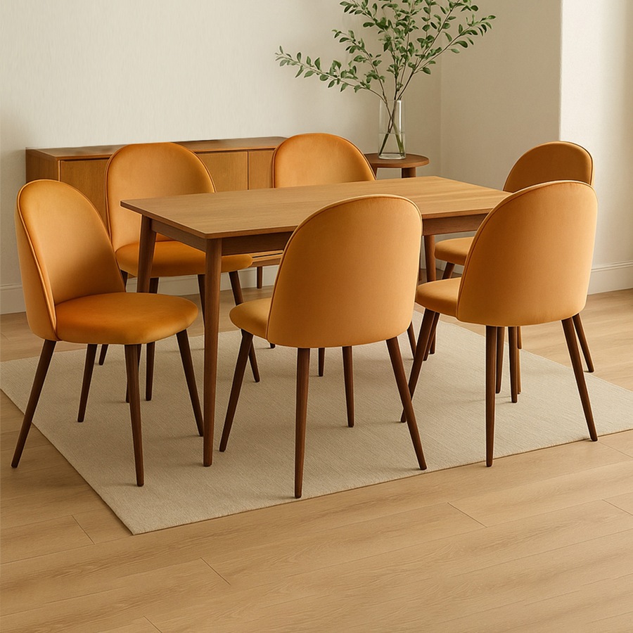 1 Set of 6 Levede Dining Chairs - Mustard