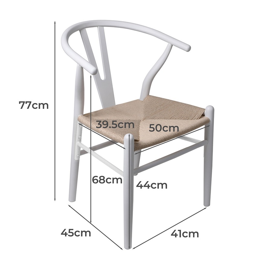 1 Set of 6 Levede Hans Wegner Wishbone Dining Chairs - White