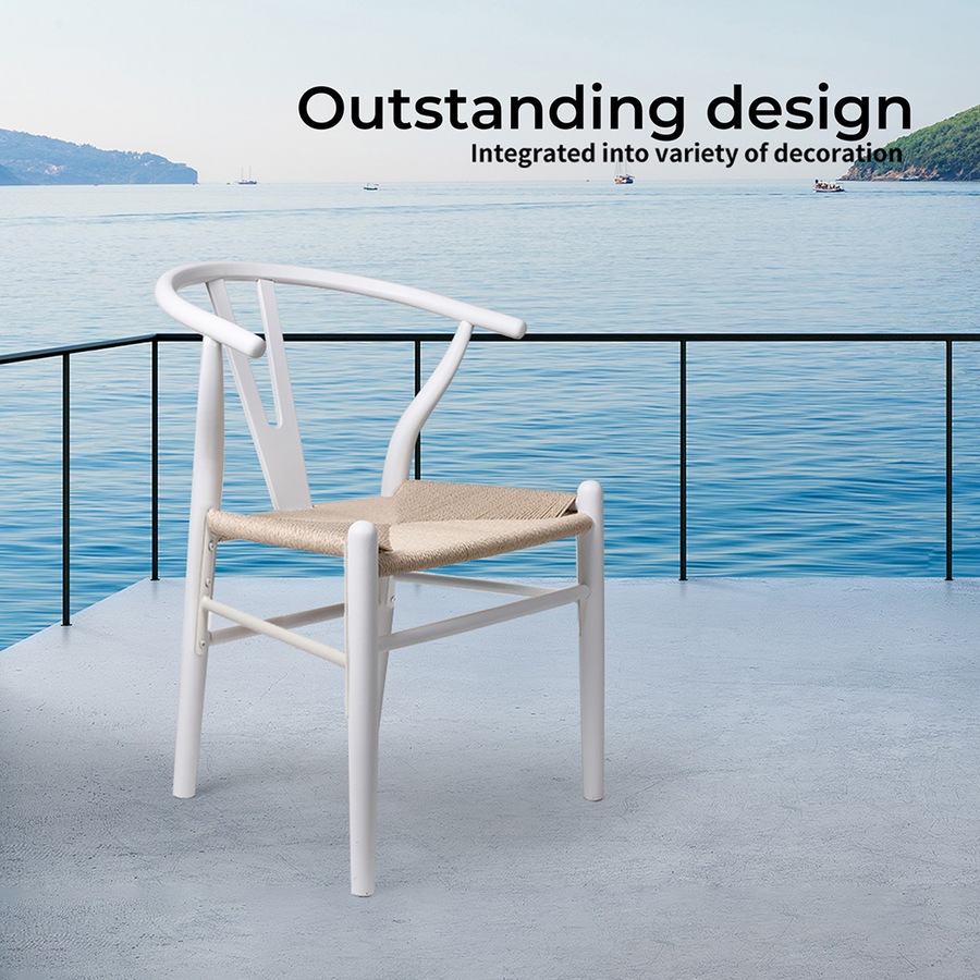 1 Set of 6 Levede Hans Wegner Wishbone Dining Chairs - White