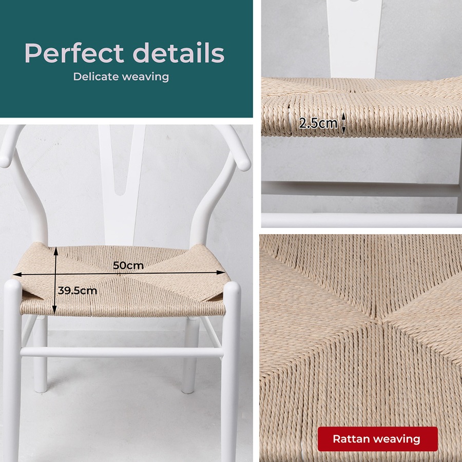 1 Set of 6 Levede Hans Wegner Wishbone Dining Chairs - White