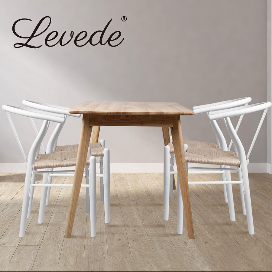 1 Set of 6 Levede Hans Wegner Wishbone Dining Chairs - White