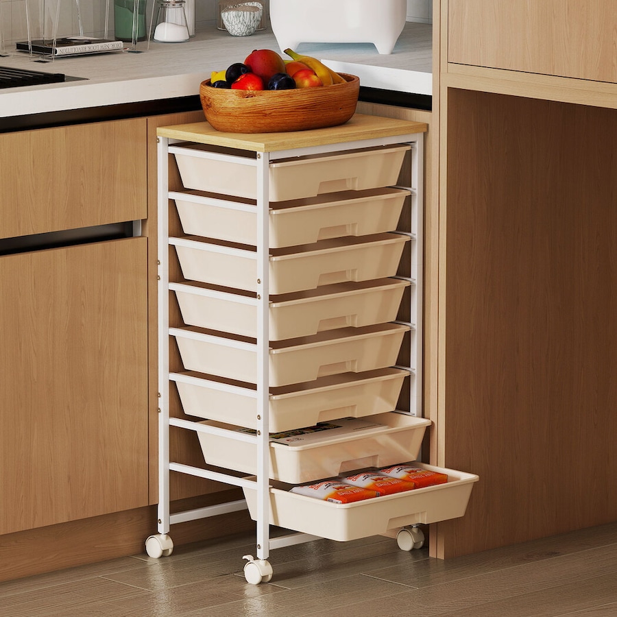 Levede 8 Drawers Storage Trolley Utility Cart Plastic Mobile Organiser Unit