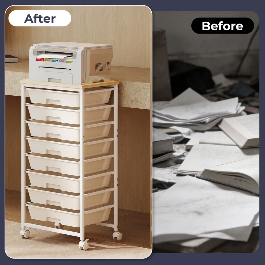 Levede 8 Drawers Storage Trolley Utility Cart Plastic Mobile Organiser Unit
