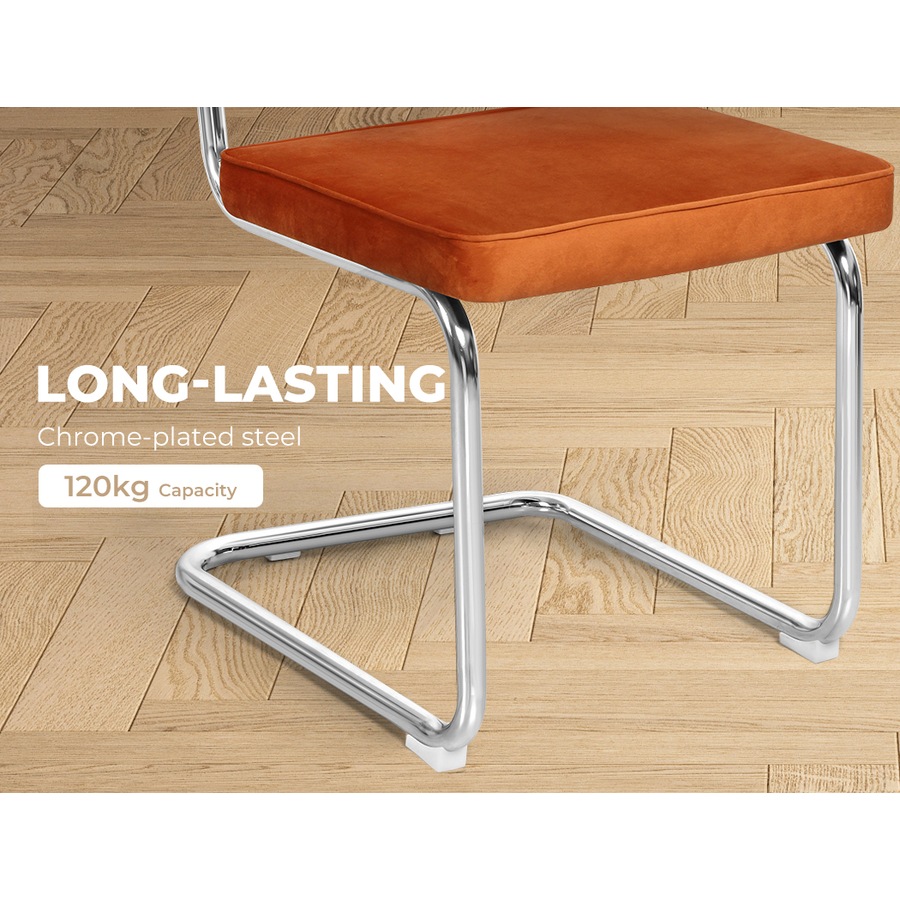 Levede 8x Rattan Chair Dining Chairs Cesca Replica Cantilever Velvet Padded Seat