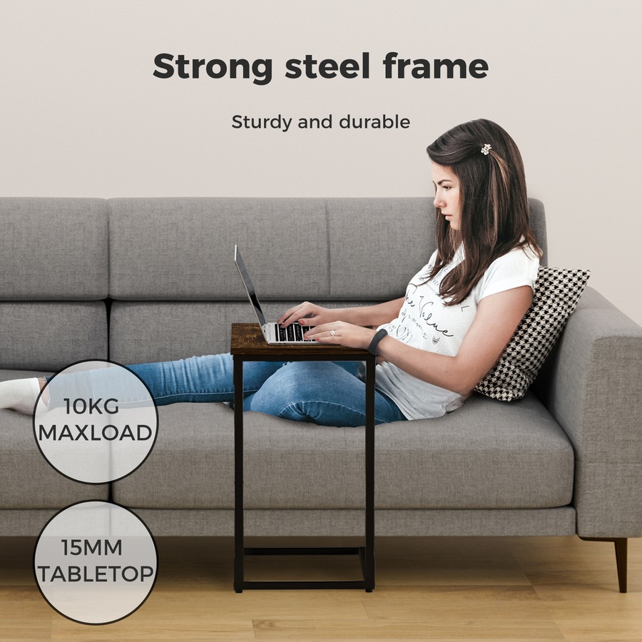 Levede C-shaped End Table Side Sofa Coffee Wood Overbed Laptop Table Industrial