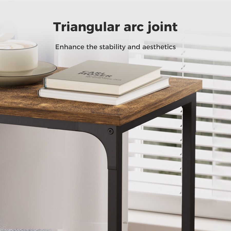 Levede C-shaped End Table Side Sofa Coffee Wood Overbed Laptop Table Industrial