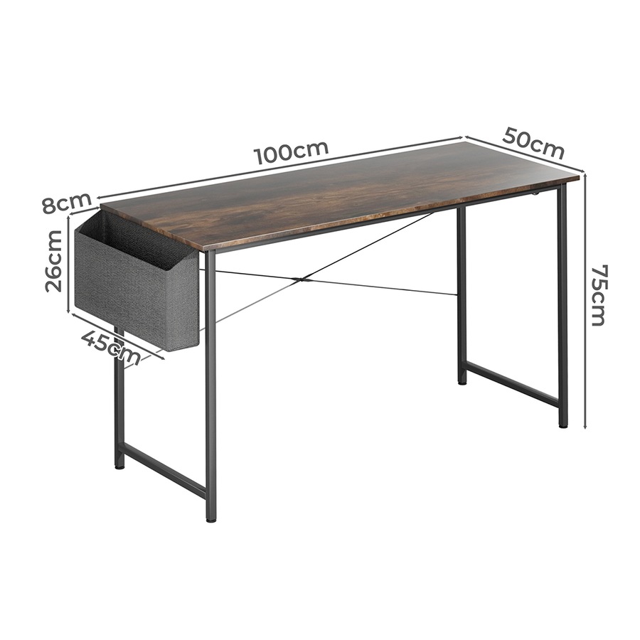 100x50cm Computer Office Desk Home Workstation with Storage & Side Hook